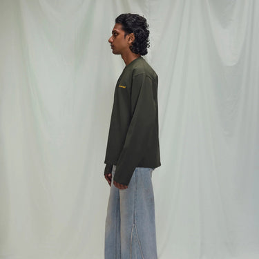 FULL SLEEVE T-SHIRT IN OLIVE GREEN