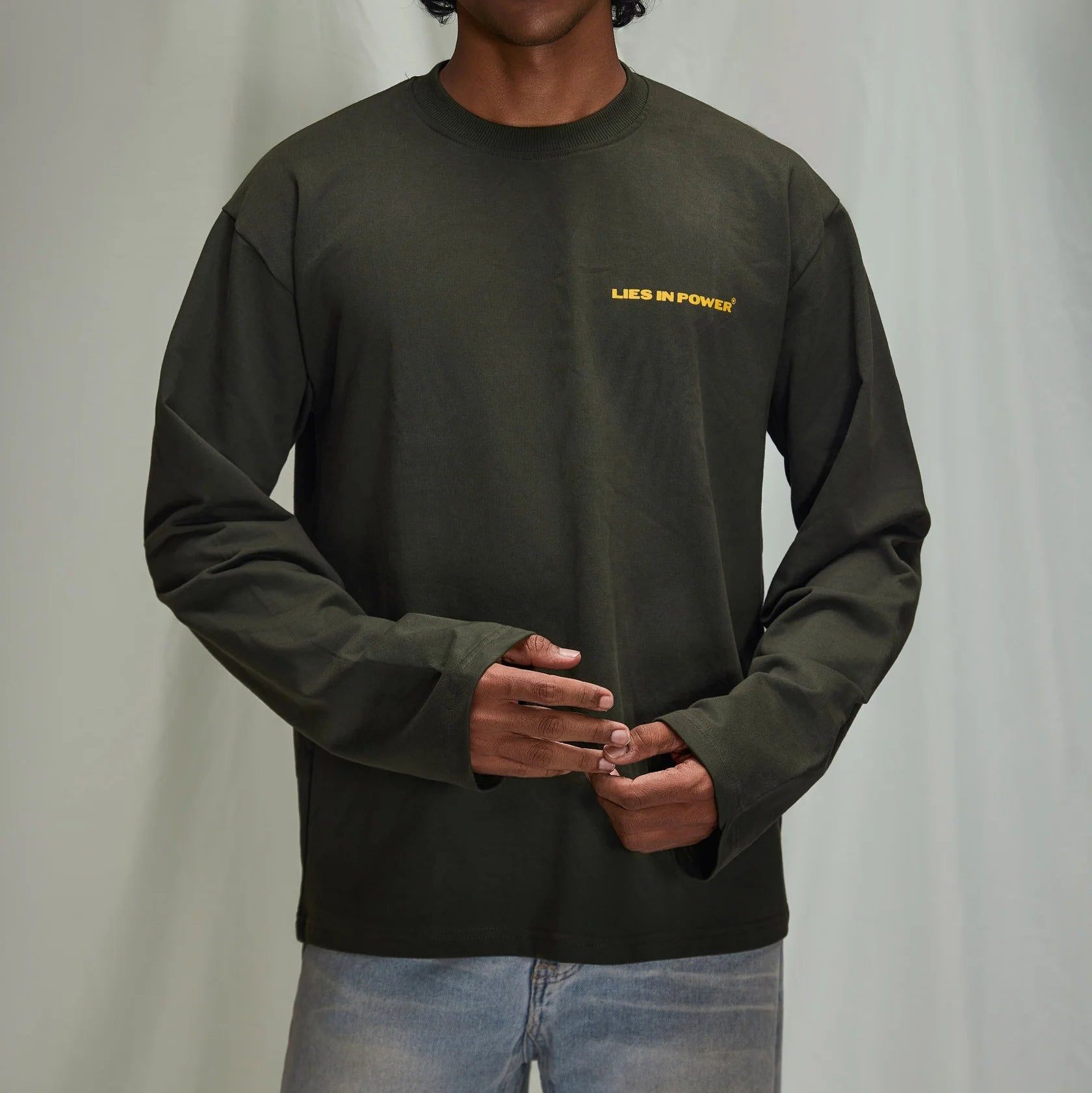 FULL SLEEVE T-SHIRT IN OLIVE GREEN