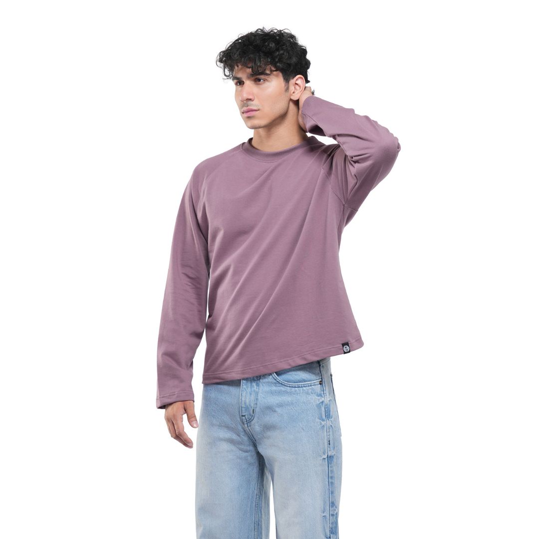 RAGLAN CROPPED TEE - DUSTY MUAVE