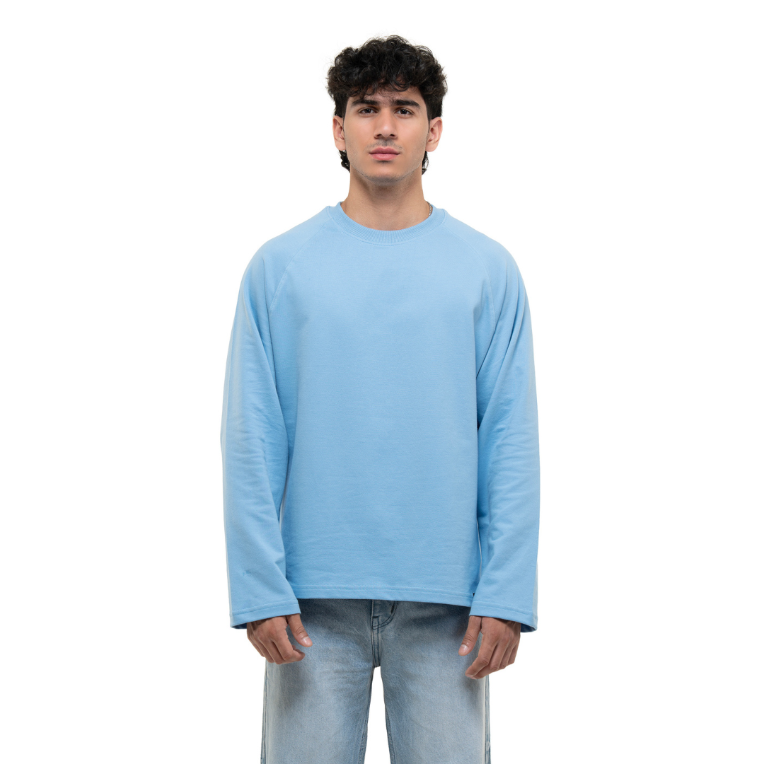 RAGLAN CROPPED TEE - BABY BLUE