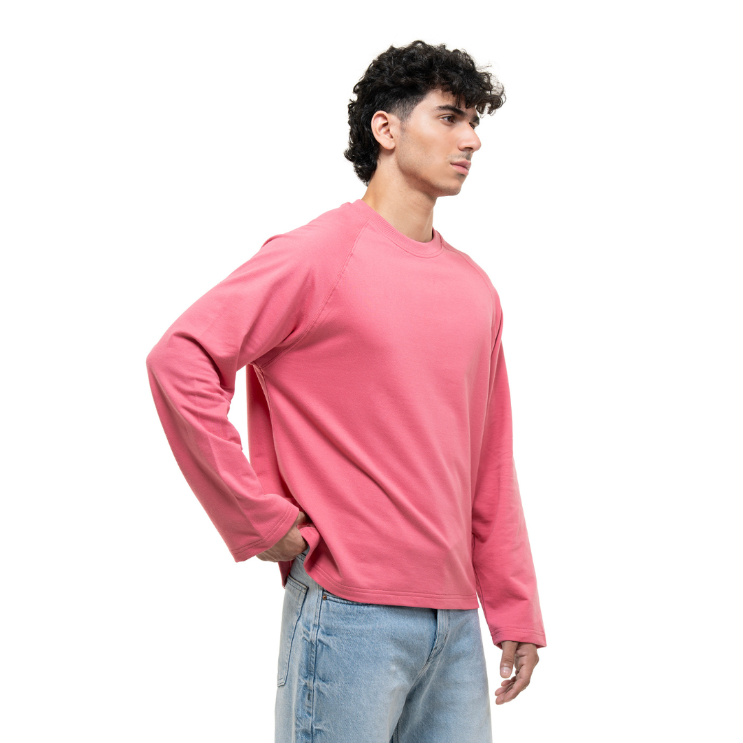 RAGLAN CROPPED TEE - MUTED ROSE PINK