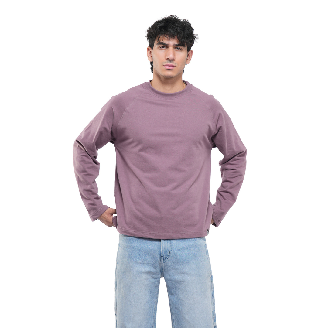 RAGLAN CROPPED TEE - DUSTY MUAVE