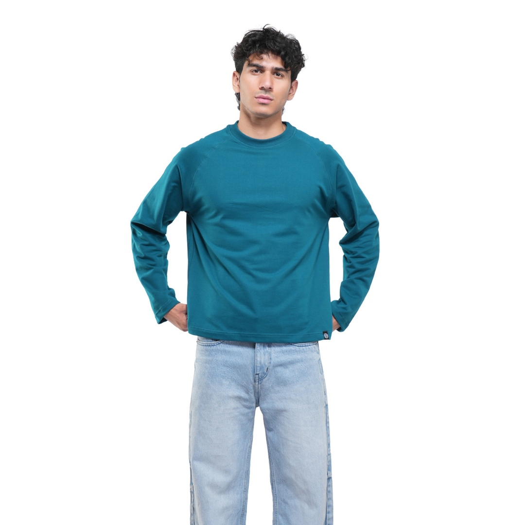 RAGLAN CROPPED TEE - DEEP TEAL