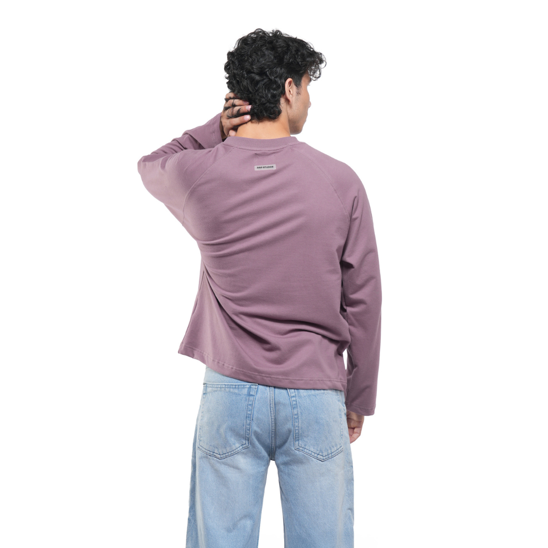 RAGLAN CROPPED TEE - DUSTY MUAVE