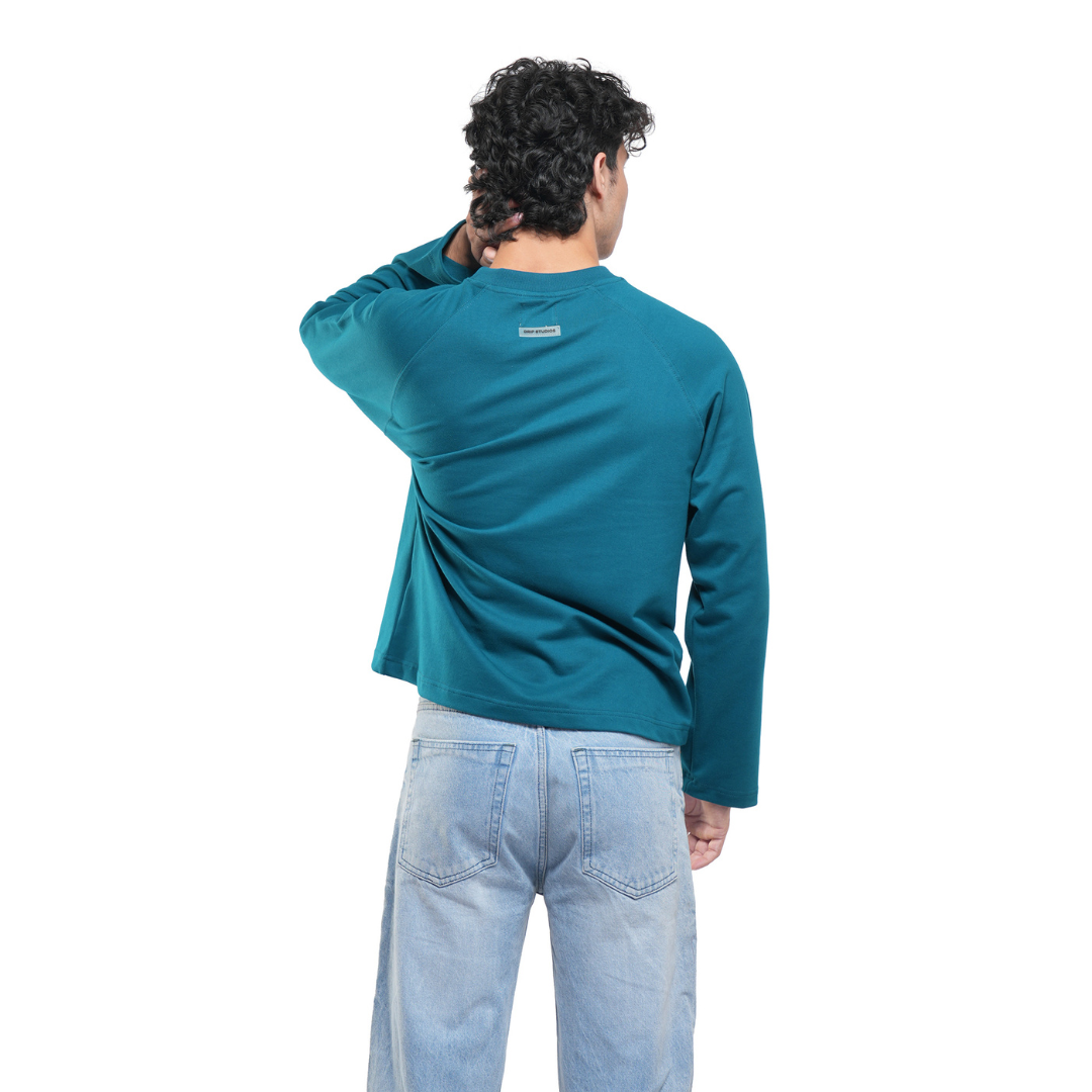 RAGLAN CROPPED TEE - DEEP TEAL