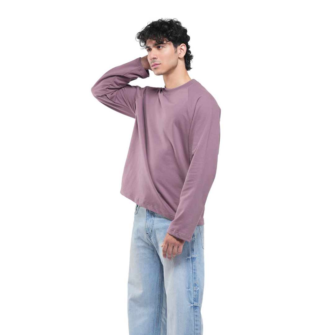 RAGLAN CROPPED TEE - DUSTY MUAVE