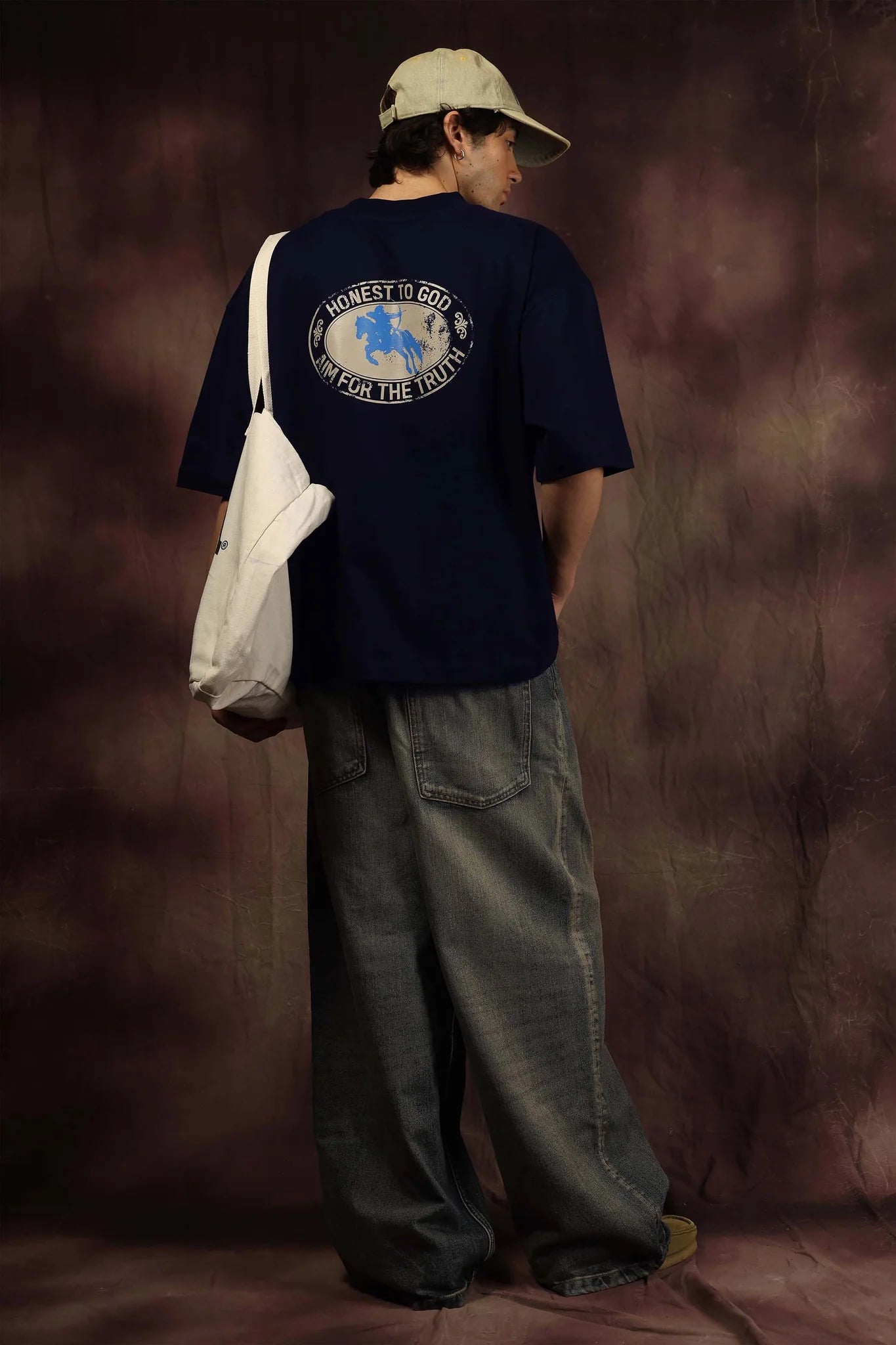 AIM NAVY BLUE BOX FIT TEE