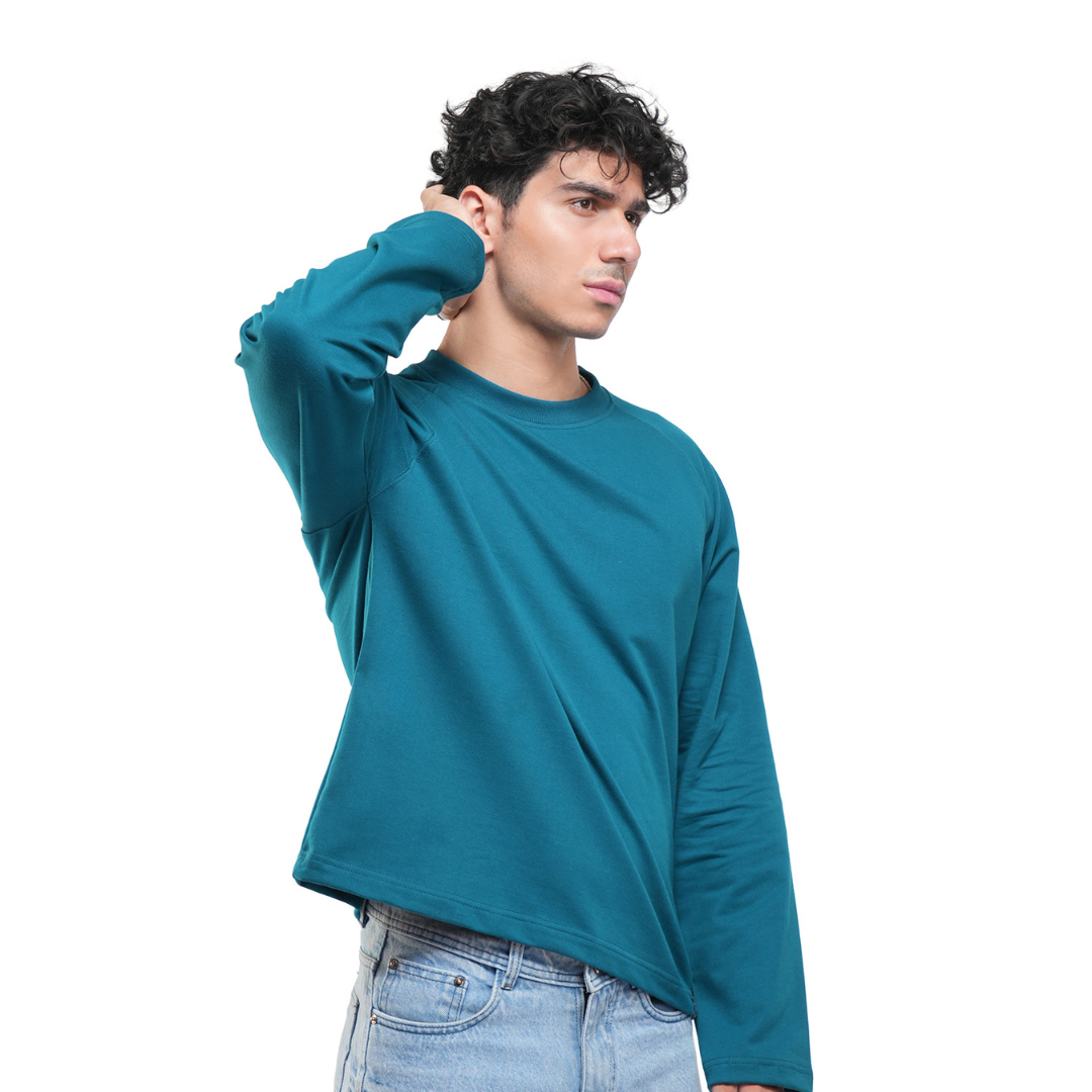 RAGLAN CROPPED TEE - DEEP TEAL