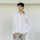 IVORY DOUBLE COLLAR EMBROIDERED SHIRT ANN STUDIOS
