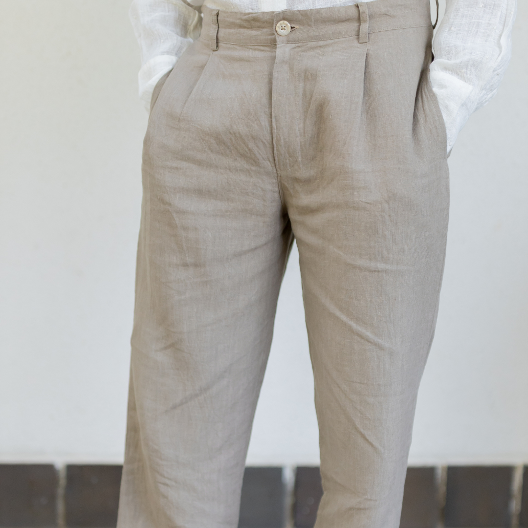 ECRU EMBROIDERED TROUSERS