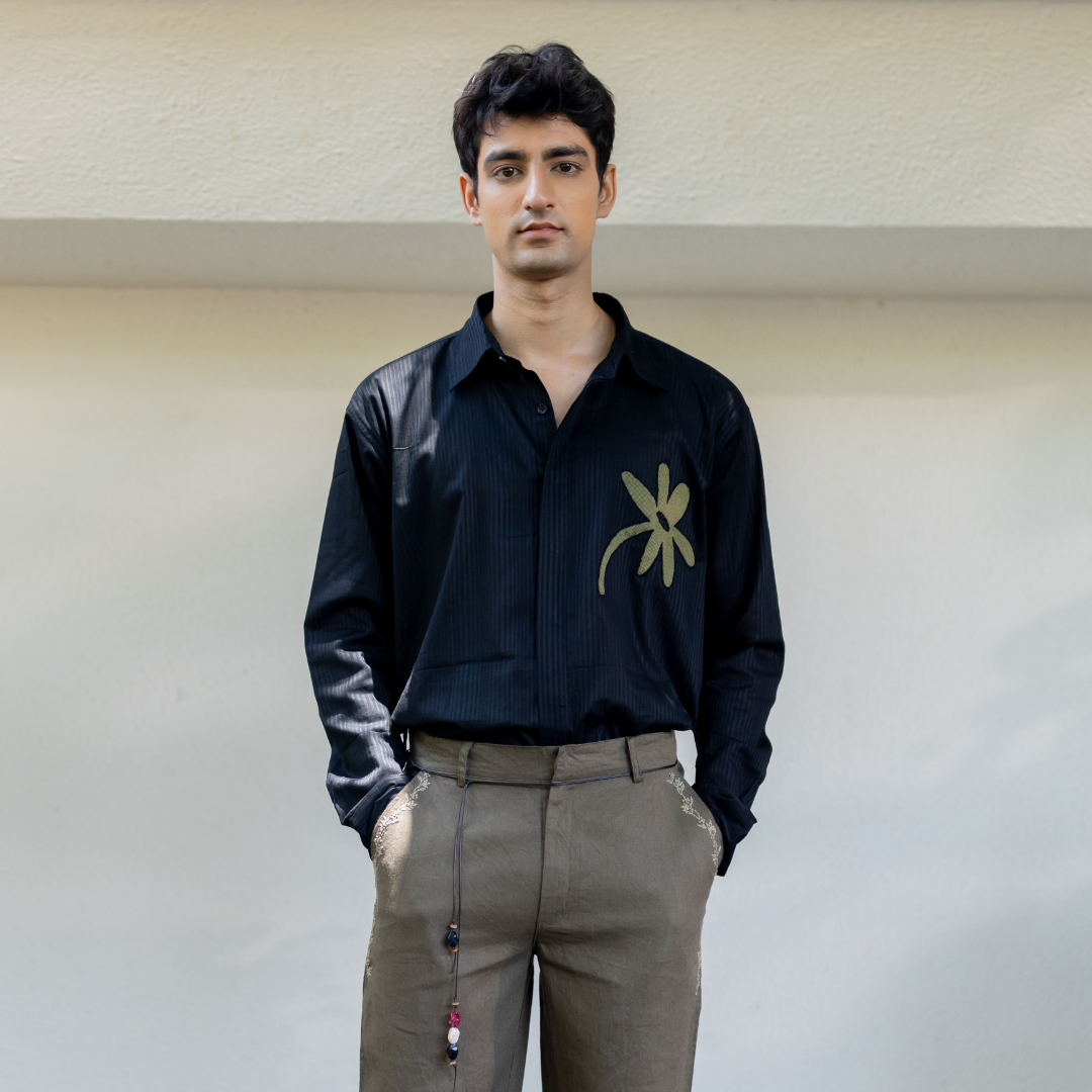 OLIVE EMBROIDERED TROUSERS
