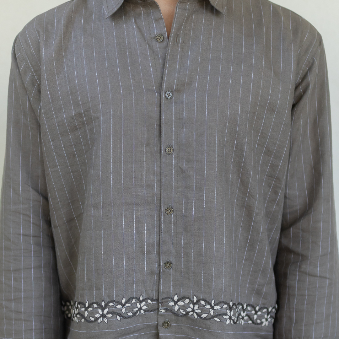 STONE PINSTRIPE SHIRT