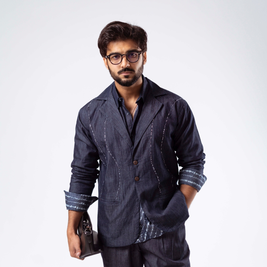INDIGO HEIRLOOM BLAZER SET