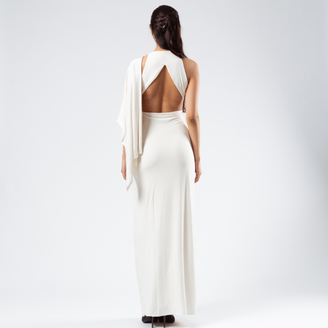 IVORY DRAPE GOWN
