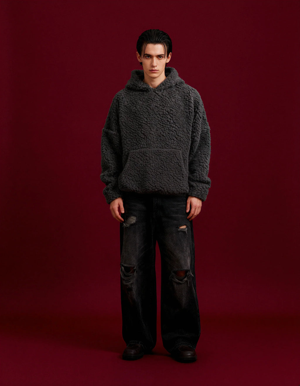 POLAR FLEECE HOODIE - VINTAGE GRAY