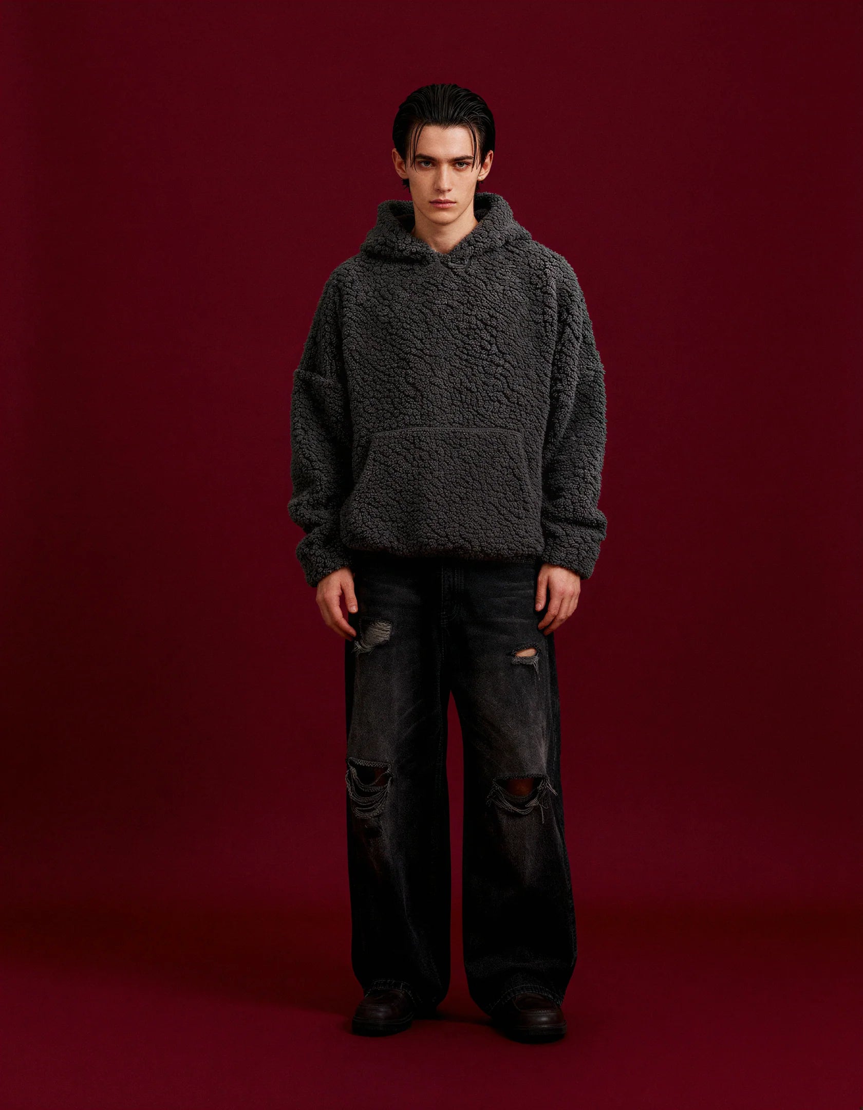 POLAR FLEECE HOODIE - VINTAGE GRAY