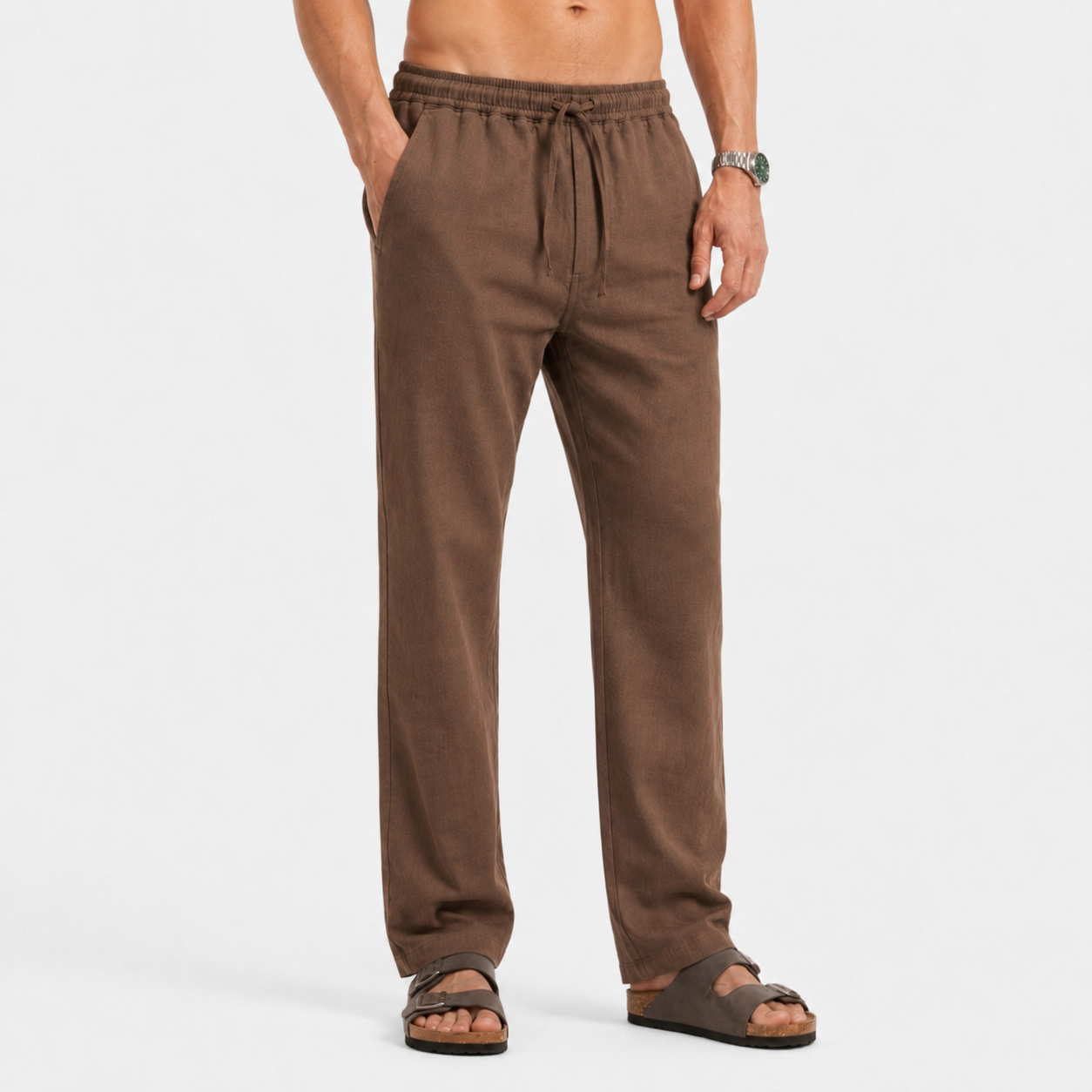 MOCHA PULL ON LINEN PANTS