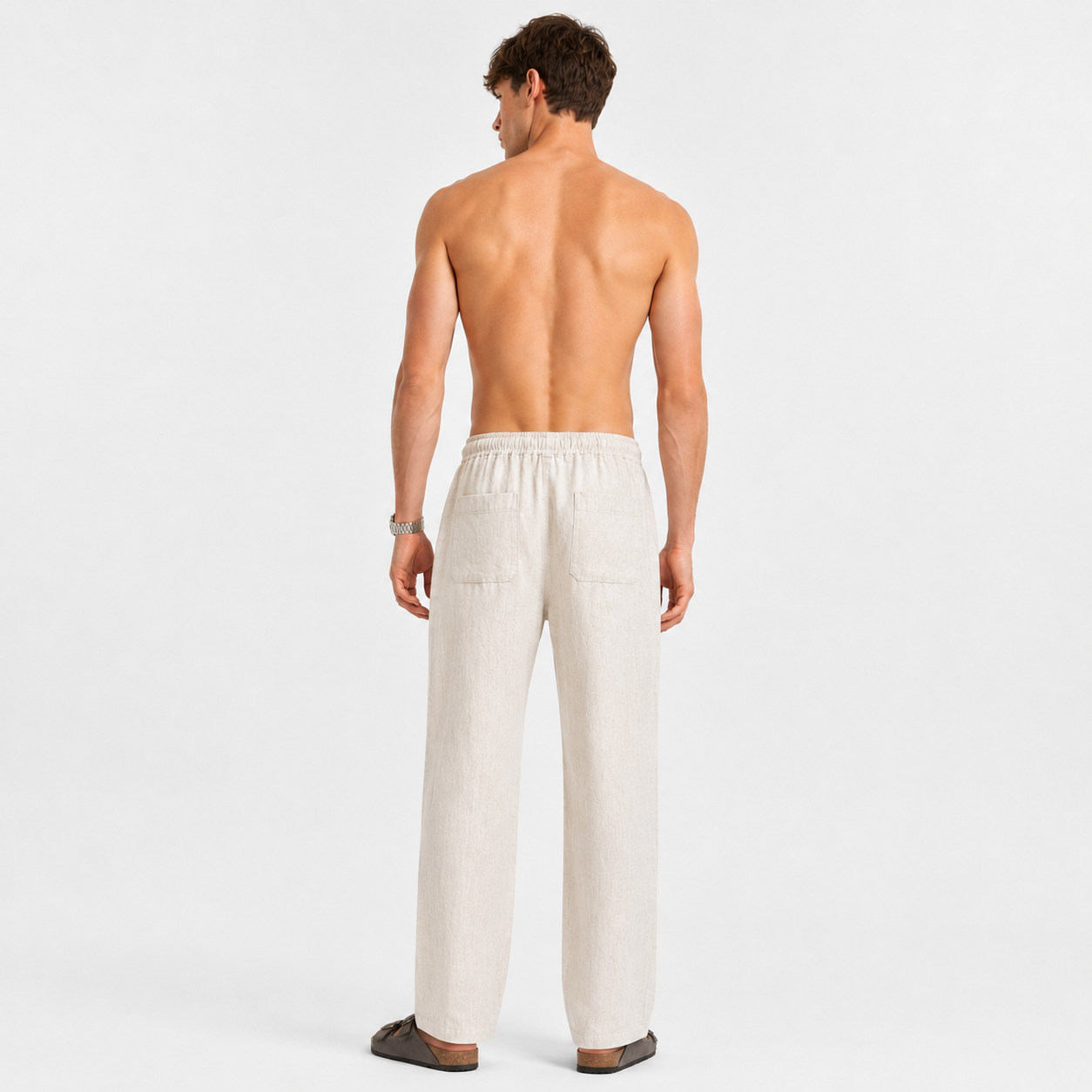 VINTAGE OFF-WHITE PULL ON LINEN PANTS