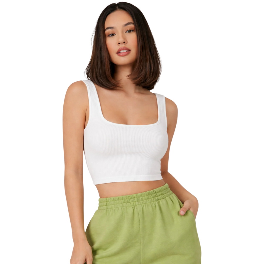 RIBBED CROP TOP - WHITE