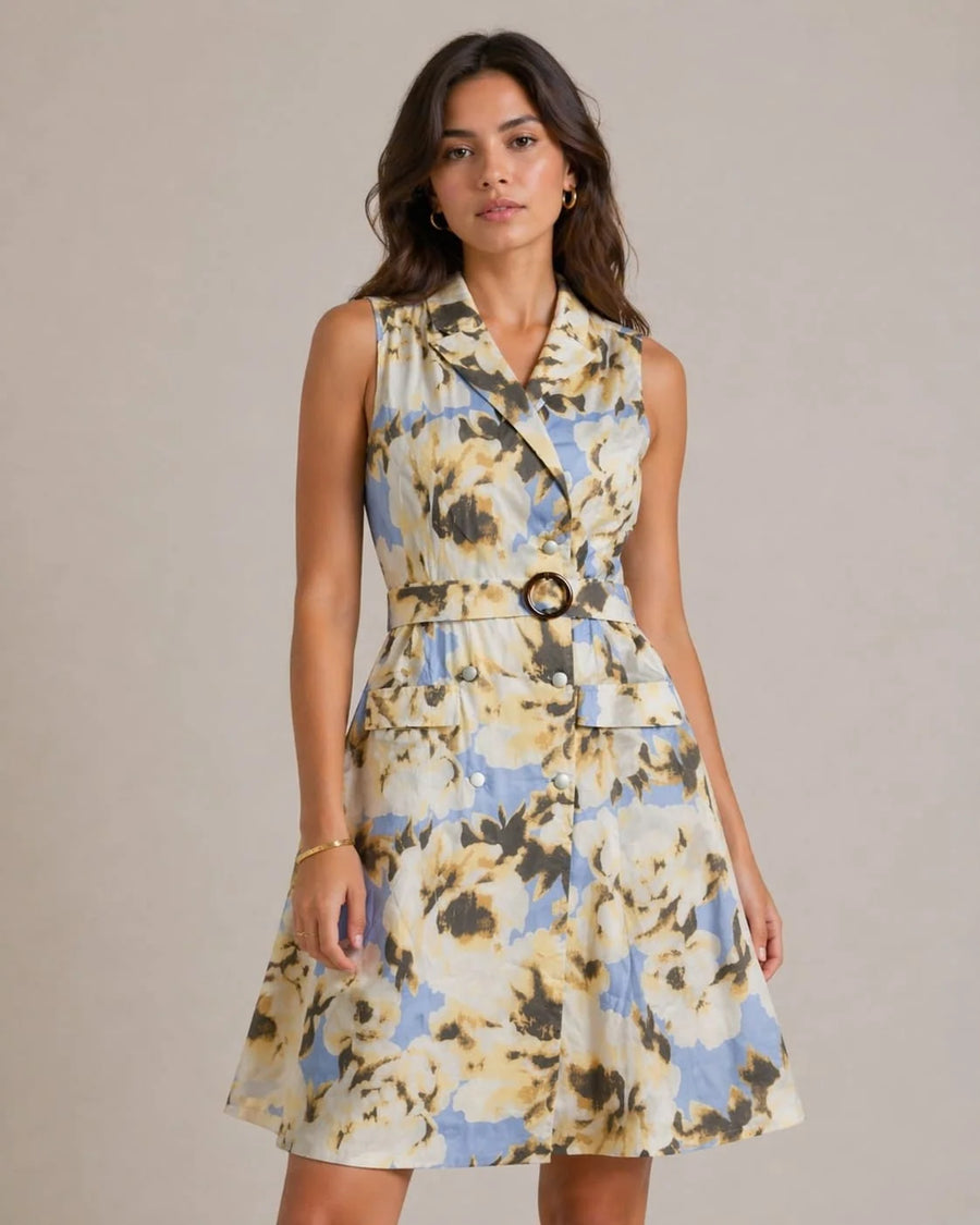 FLORAL BELTED DRESS