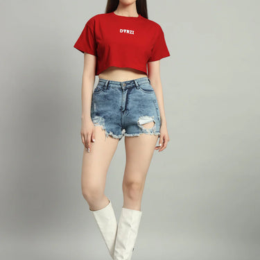 RED SIGNATURE CROPPED TEE