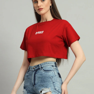 RED SIGNATURE CROPPED TEE