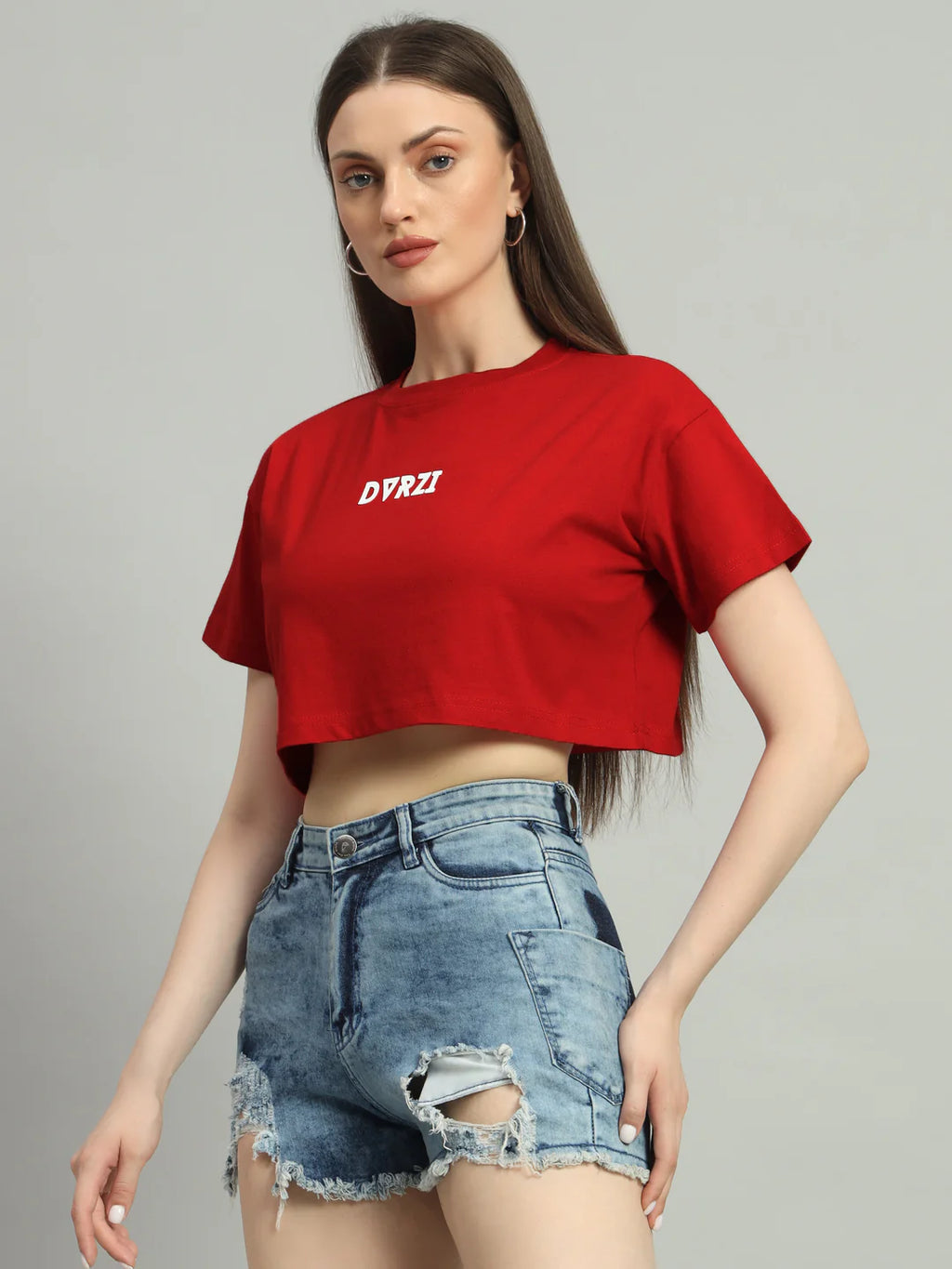 RED SIGNATURE CROPPED TEE