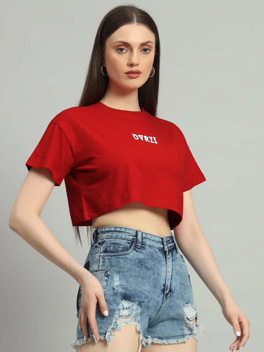 RED SIGNATURE CROPPED TEE