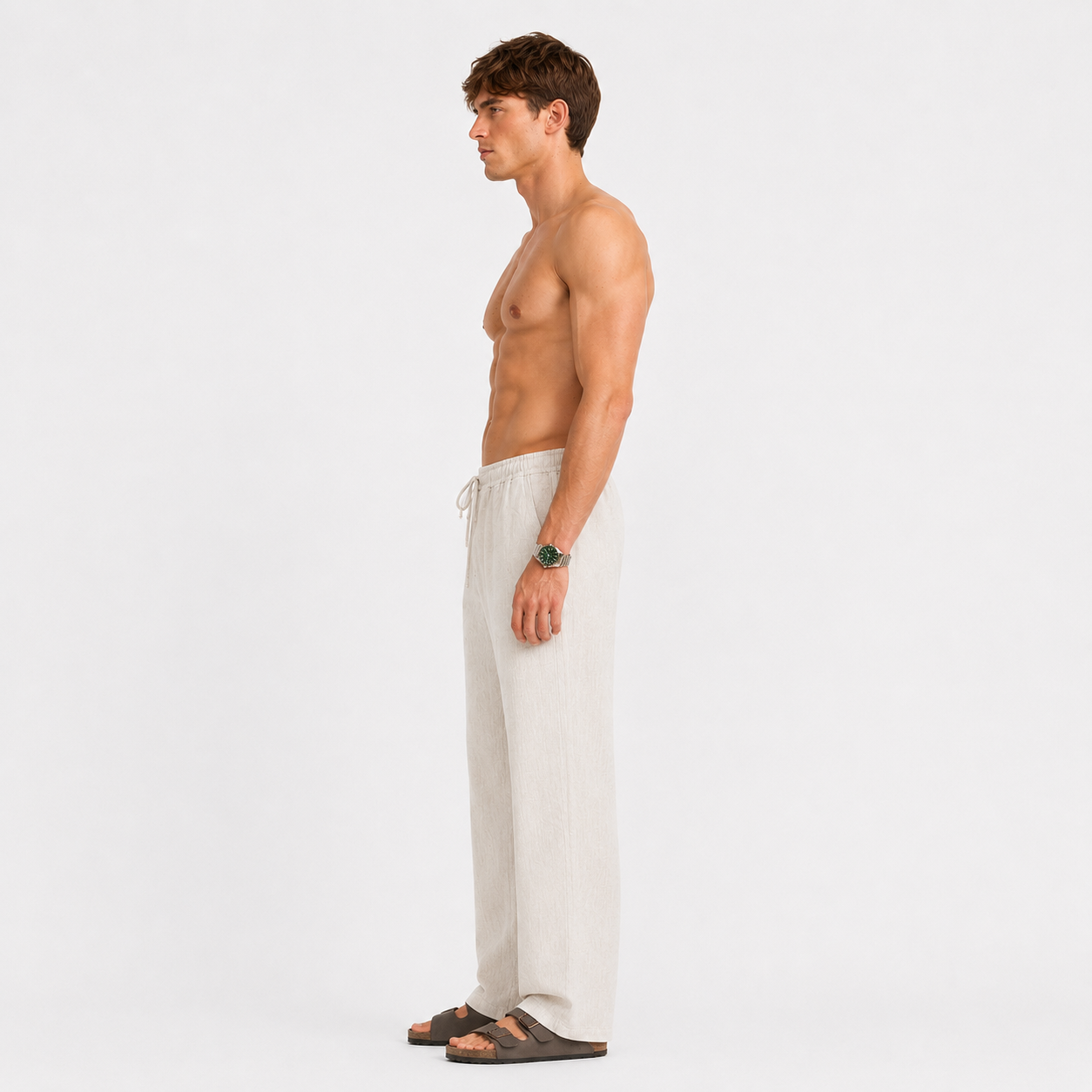 VINTAGE OFF-WHITE PULL ON LINEN PANTS