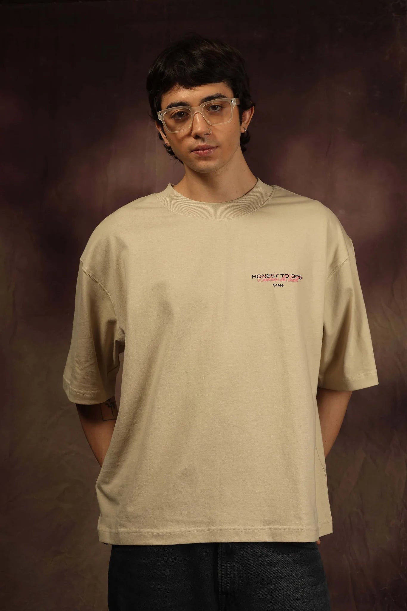 1993 EMBRACE BOX FIT TEE - BEIGE