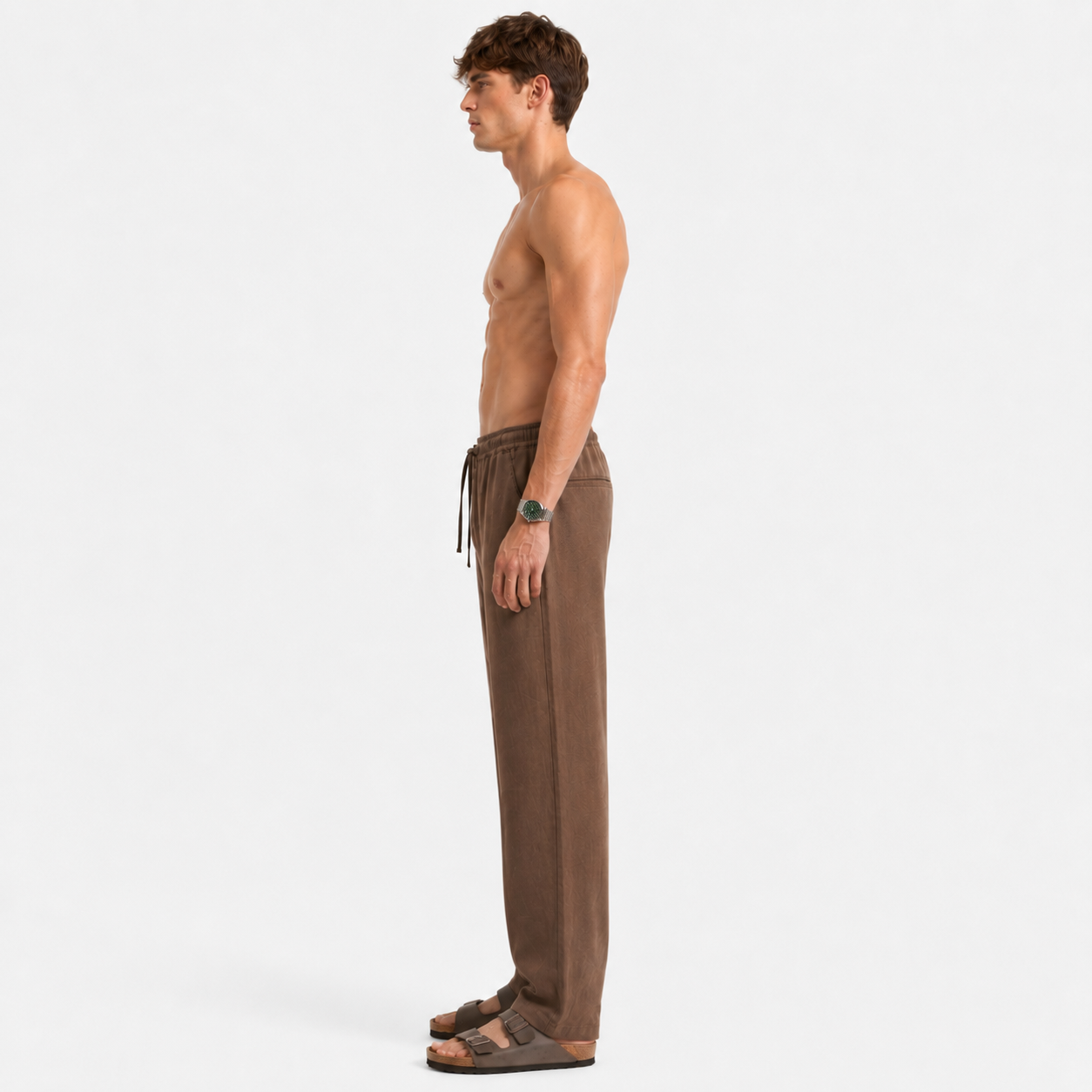 MOCHA PULL ON LINEN PANTS