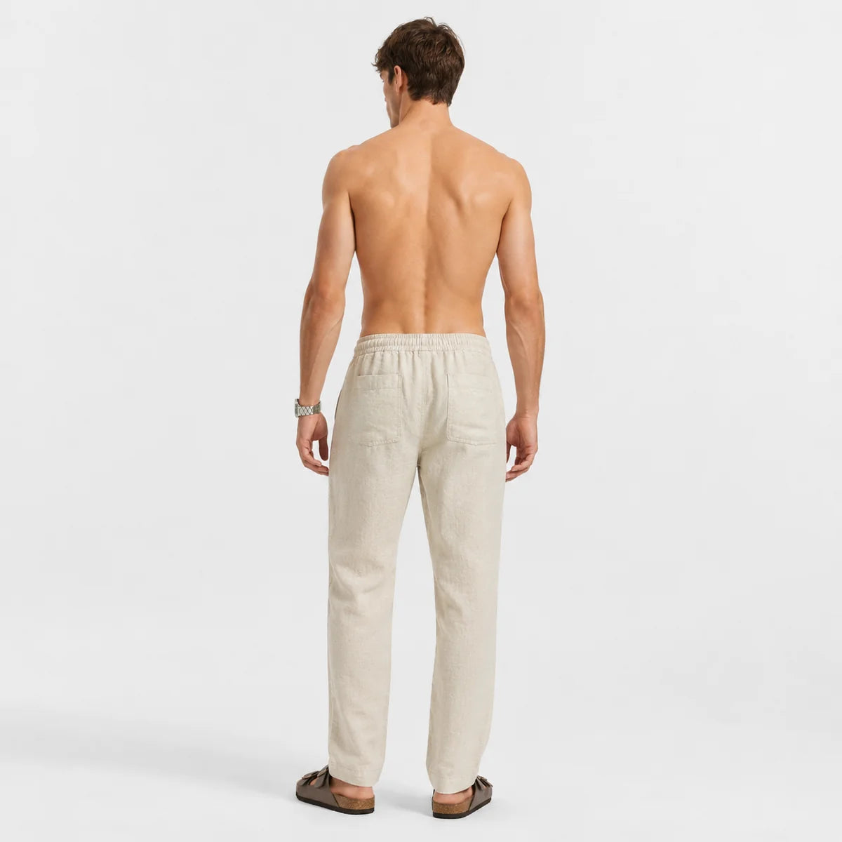 SAND BEIGE PULL ON LINEN PANTS