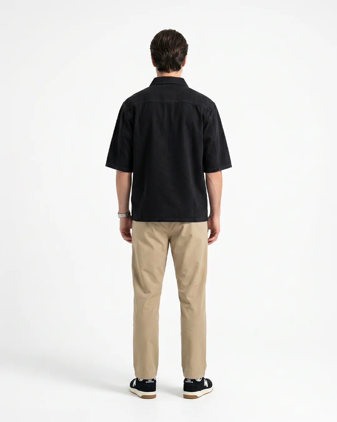 FALLING FIGURE ZIP POLO TEE (BLACK)