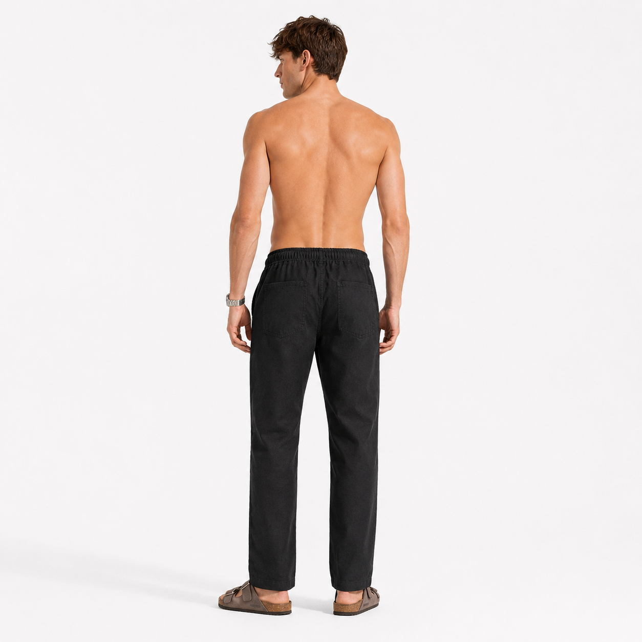 MIDNIGHT BLACK PULL ON LINEN PANTS