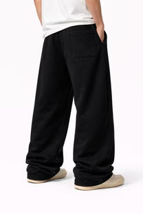 SIGNATURE BLACK WIDE LEG BAGGY SWEATPANTS