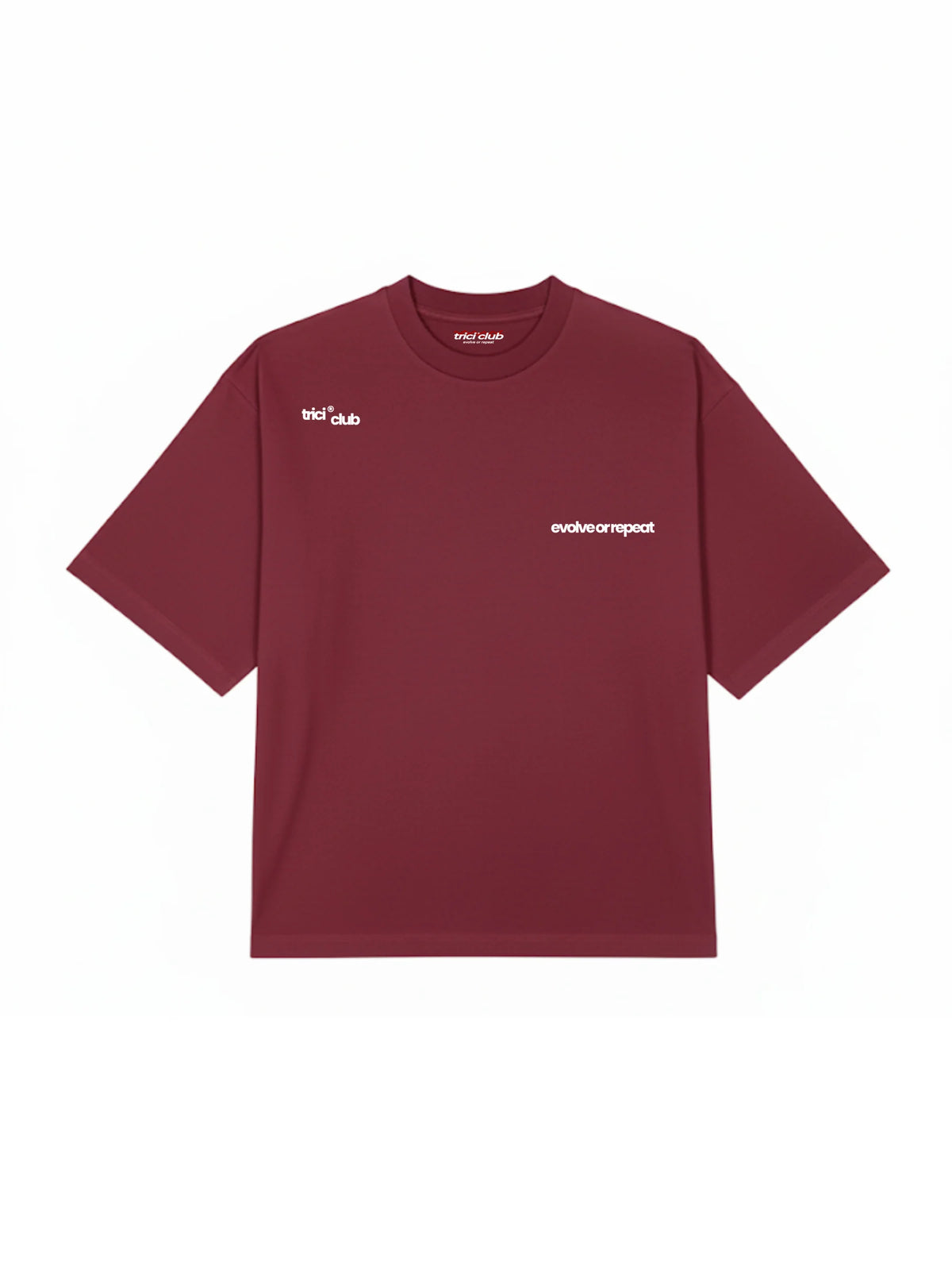 Carmine-brown basic crew-neck T-shirt with short sleeves and small chest logo print
