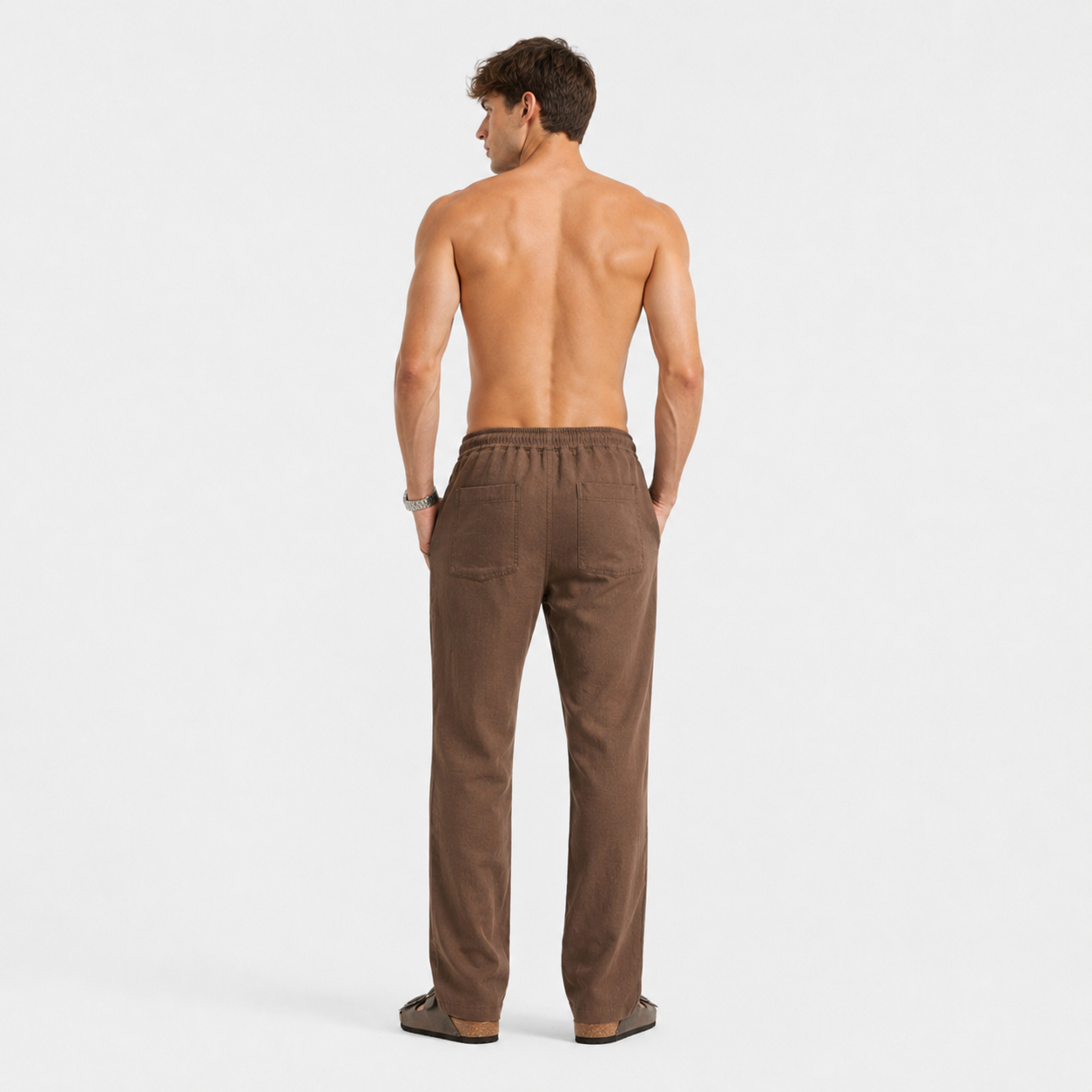 MOCHA PULL ON LINEN PANTS