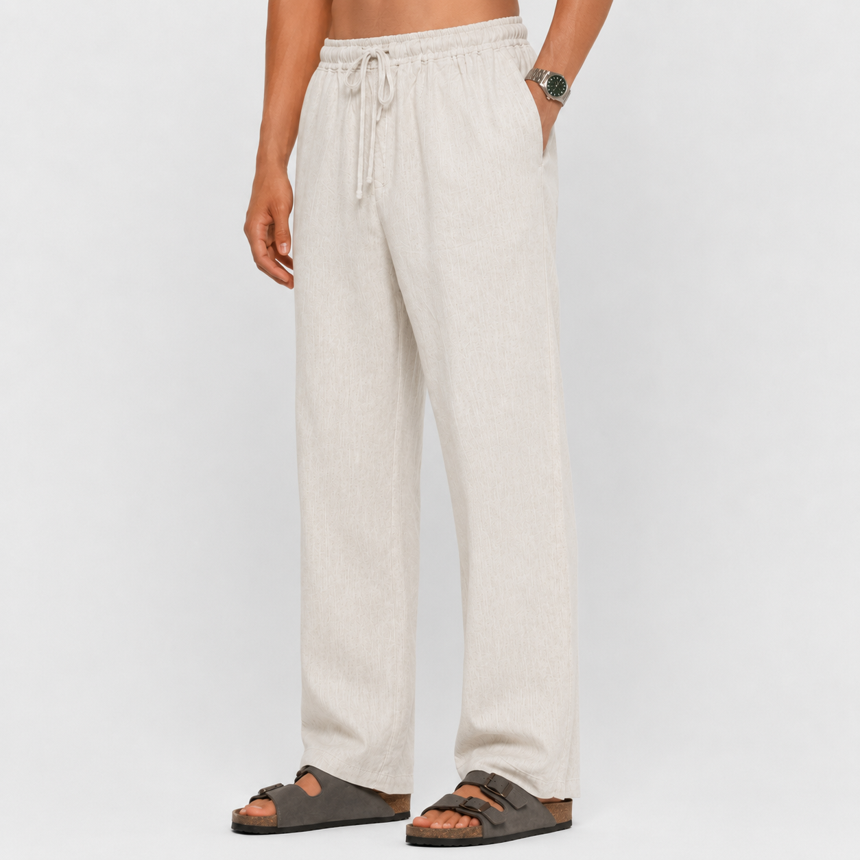 VINTAGE OFF-WHITE PULL ON LINEN PANTS