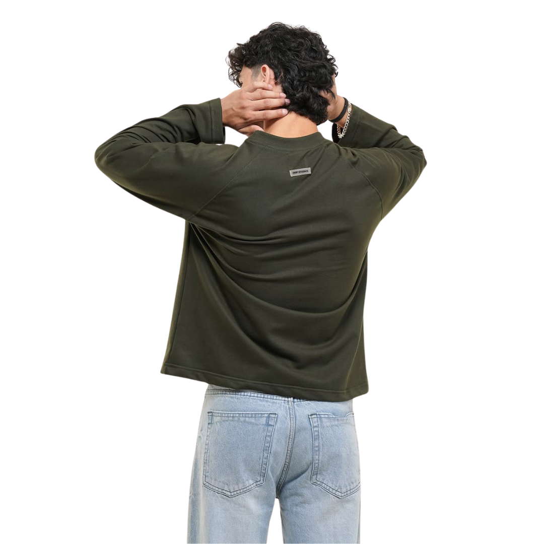 RAGLAN CROPPED TEE - OLIVE
