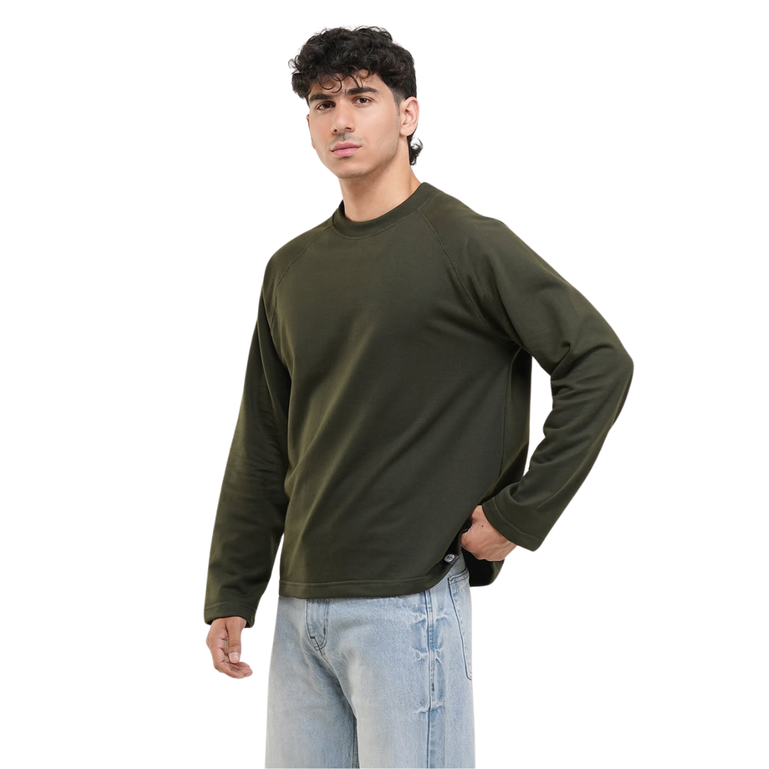 RAGLAN CROPPED TEE - OLIVE