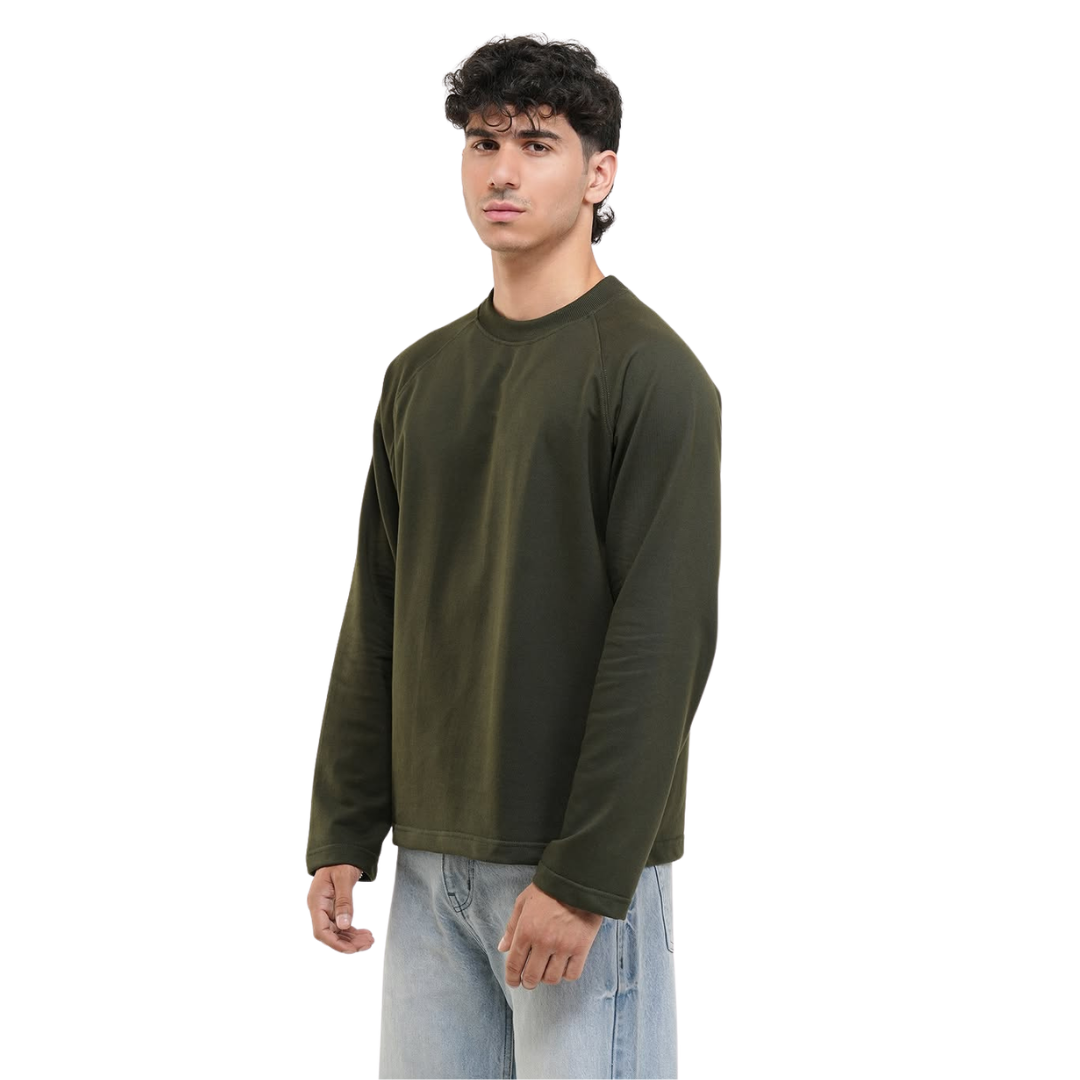RAGLAN CROPPED TEE - OLIVE