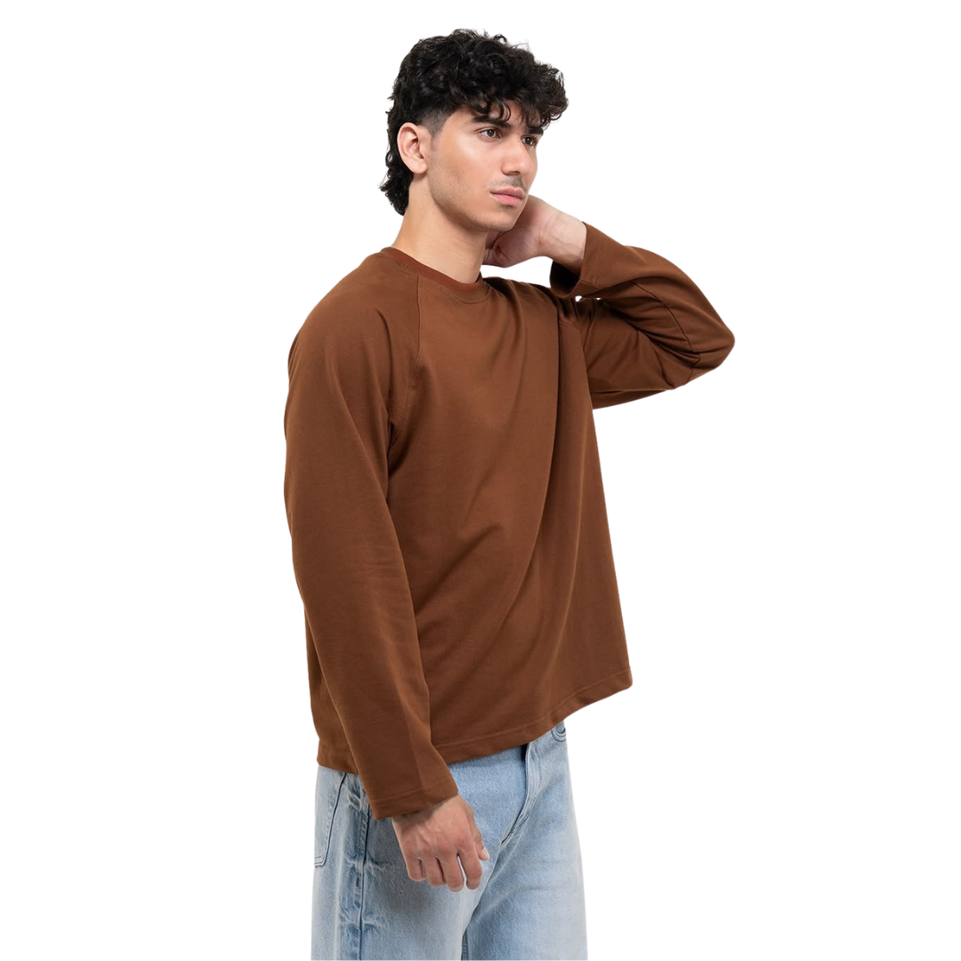 RAGLAN CROPPED TEE - CHOCOLATE