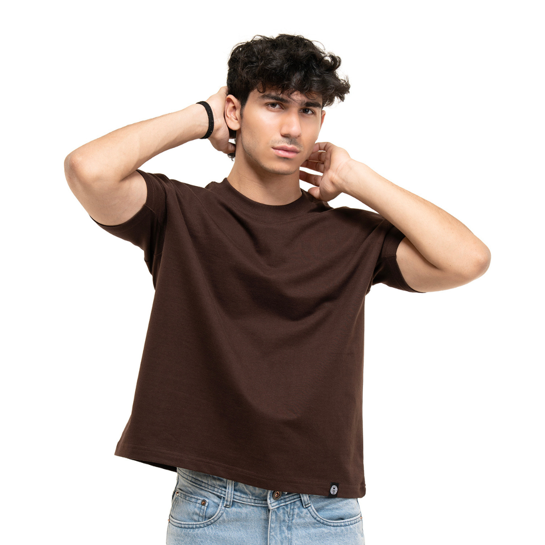 REGULAR CROPPED TEE - COFFEE