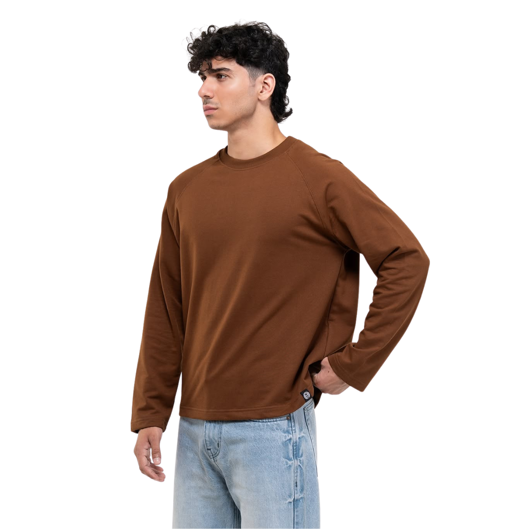 RAGLAN CROPPED TEE - CHOCOLATE