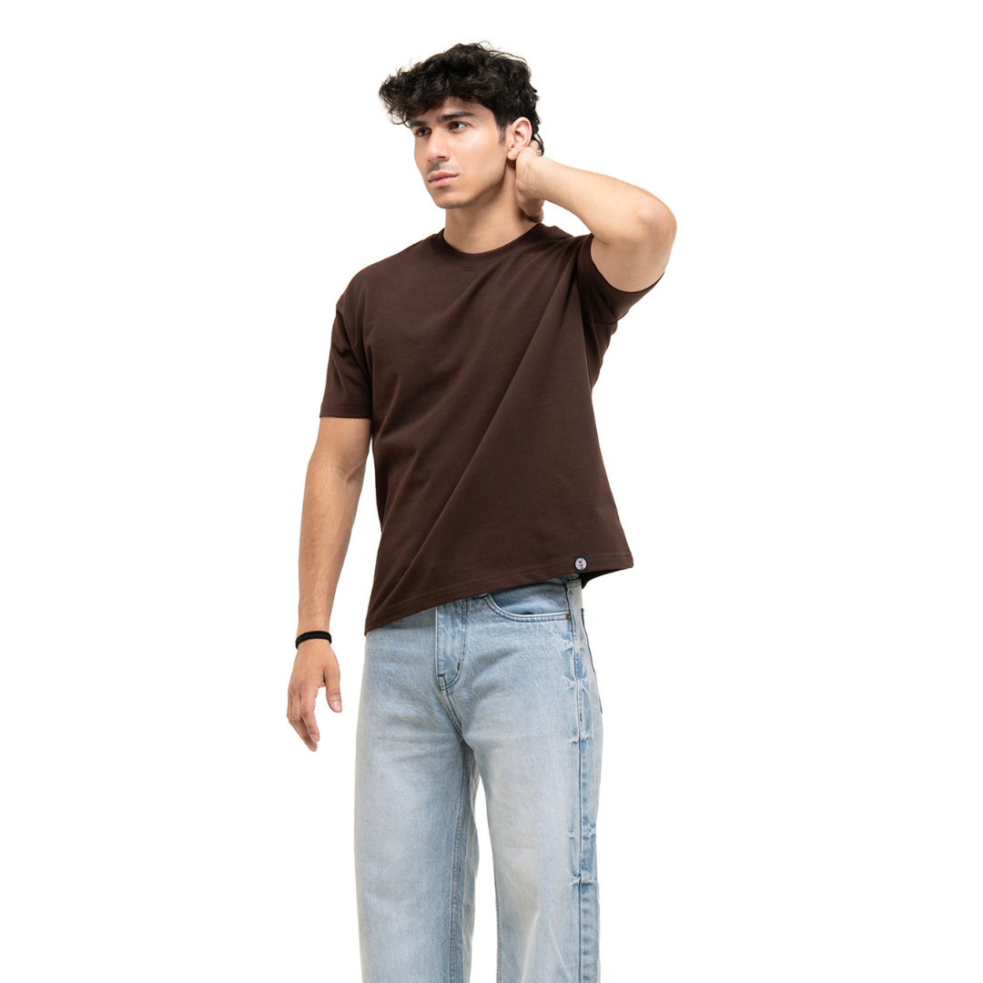 REGULAR CROPPED TEE - COFFEE