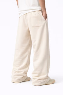 CLASSIC CREAM WIDE LEG BAGGY SWEATPANTS