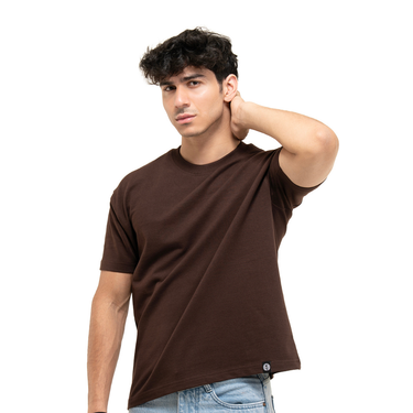 REGULAR CROPPED TEE - COFFEE