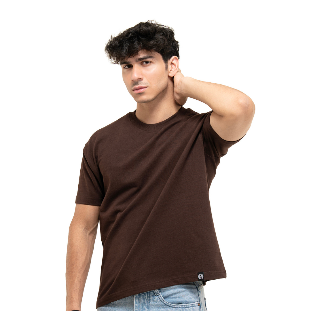 REGULAR CROPPED TEE - COFFEE