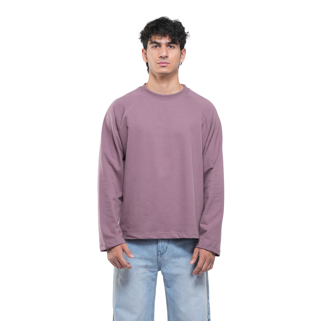 RAGLAN CROPPED TEE - DUSTY MUAVE