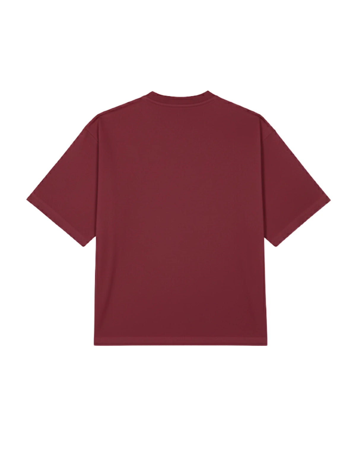Carmine-brown basic crew-neck T-shirt with short sleeves, plain back